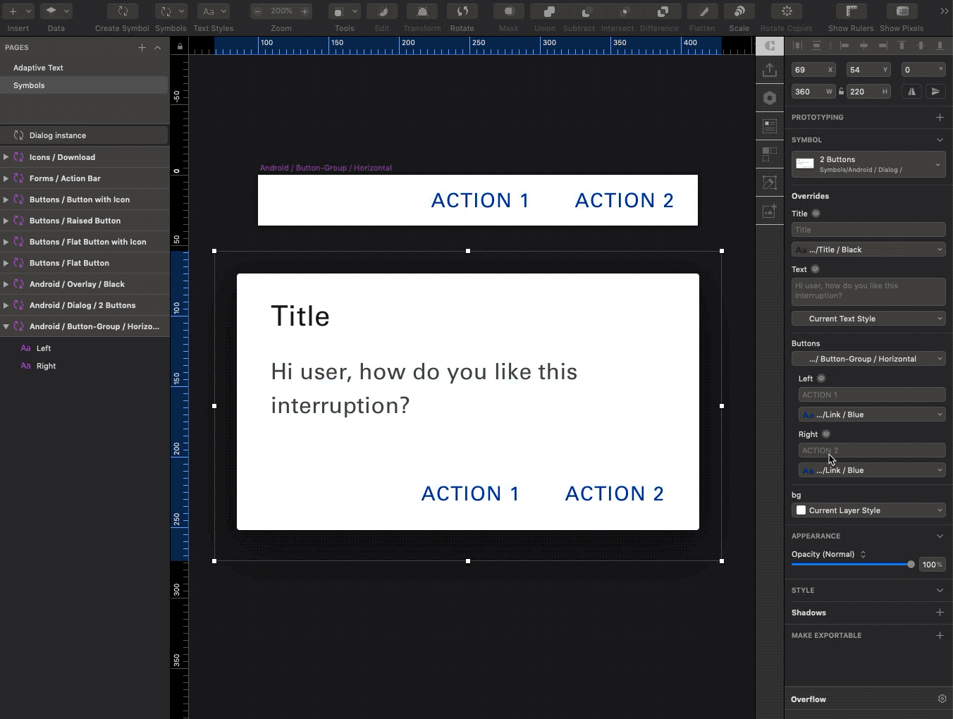 Using a shape workaround-layer to bridge the 20px spacing constraint.